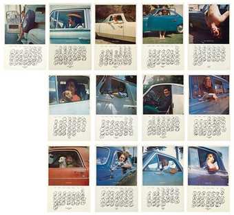Fig.9 A selection of pages from a calendar made by artist Joe Goode, with each monthly page featuring a photograph of an artist in their car