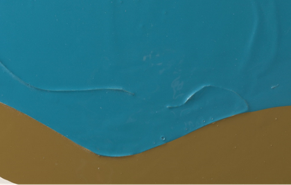 Close detail of the larger painting: part of the face in The Generals showing soft ridges in the blue paint.