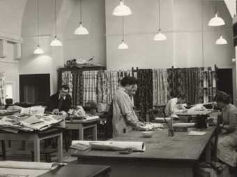 Anton Ehrenzweig teaching in the textiles studio, Central School of Arts and Crafts, London, c.1951