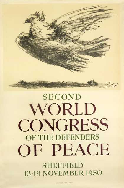 A poster featuring lettering and a drawing of a bird in profile flying just above the ground.