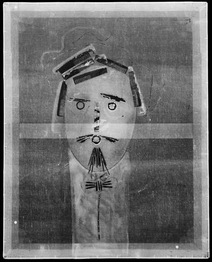 X-radiograph of The Handsome Pork-Butcher c.1924–6, c.1929–35 showing the original position of combs relative to the newer combs