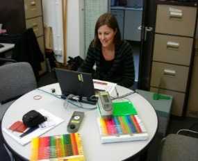 Natasha Walker taking colour measurements
