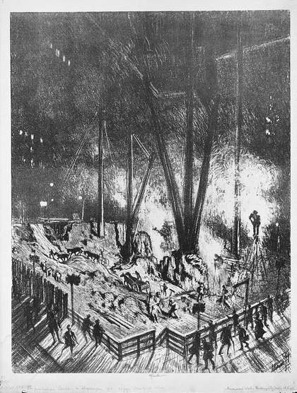 Joseph Pennell, The Foundations, Building a Skyscraper 1910