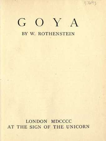 Title page to William Rothenstein’s Goya (1900)