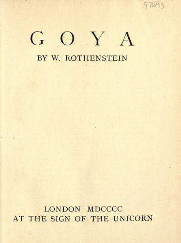 Title page to William Rothenstein’s Goya (1900)