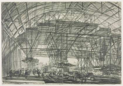Muirhead Bone, Study for ‘The Great Gantry, Charing Cross Station’ 1906