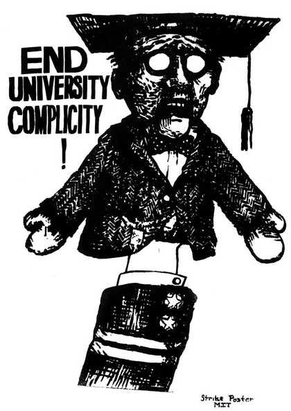 Strike poster made for a MIT student protest, published in the Old Mole, 15–28 May 1970