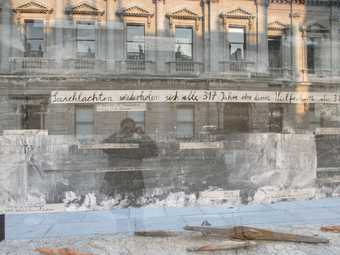 Christian Weikop, Self-portrait in the glass of an Anselm Kiefer vitrine installation, Royal Academy of Arts courtyard 2014