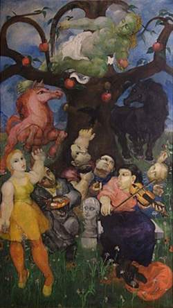 Philip Evergood, The Angel of Peace Offering the Fruit of Knowledge to the World, or Artist’s Fantasy 1932–58