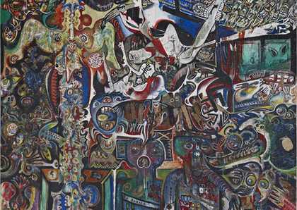 Enrico Baj, Roberto Crippa, Gianni Dova, Erró, Jean-Jacques Lebel, Antonio Recalcati, Le Grand Tableau Antifasciste collectif 1960