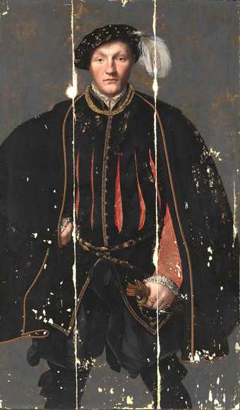 ?British School, 'Portrait of a Gentleman, probably of the West Family' c.1545–60 during conservation treatment