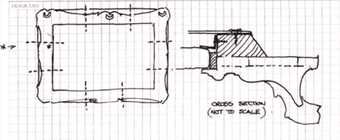 Diagram showing the 8 cuts where original material was removed