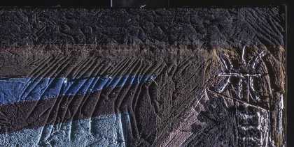 Detail of the same tear under raking light from left