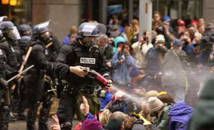 Steve Kaiser, WTO protests in Seattle, November 30, 1999