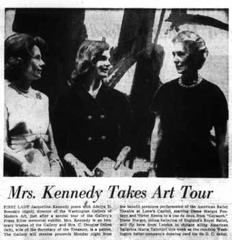 ‘Mrs. Kennedy Takes Art Tour’, Washington Post, 9 Dec 1962, p.F2