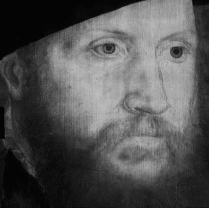 Fig.4 Infra-red detail of face, showing the freehand underdrawing