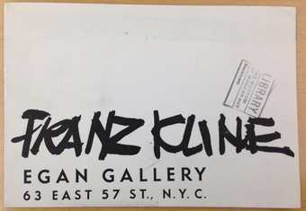 Brochure for Franz Kline’s first solo exhibition, Charles Egan Gallery, New York, 1950