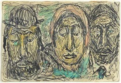 Abraham Walkowitz, Three Ghetto Faces 1904, published in Walkowitz’s 1946 book Faces from the Ghetto