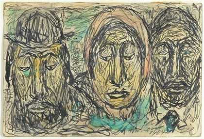 Abraham Walkowitz, Three Ghetto Faces 1904, published in Walkowitz’s 1946 book Faces from the Ghetto