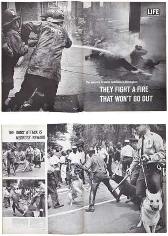 Spreads from ‘The Spectacle of Racial Turbulence in Birmingham: They Fight a Fire That Won’t Go Out’, Life magazine, 17 May 1963