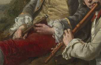 Thomas Gainsborough, Peter Darnell Muilman, Charles Crokatt and William Keable in a Landscape, detail of objects held by sitters