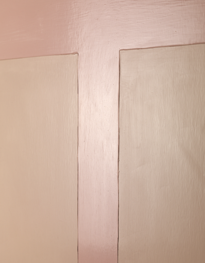 A detail of Incubus showing the corners of two of the rectangles, painted with a matt finish, and the panels that run between them, which appear slightly shinier.