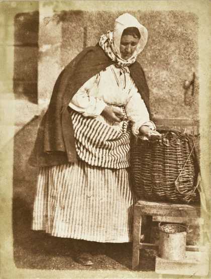 David Octavius Hill and Robert Adamson, Aberdeen Fishwife (Mrs. Flucker Of Newhaven, Shucking Oysters) 1845