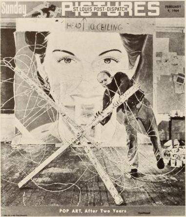 James Rosenquist in his studio with Tumbleweed 1963–6 and Candidate 1963