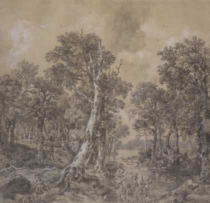 Thomas Gainsborough, Landscape after ‘La Forêt’ by Jacob van Ruisdael 1746–7