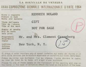 Label from reverse of Gift