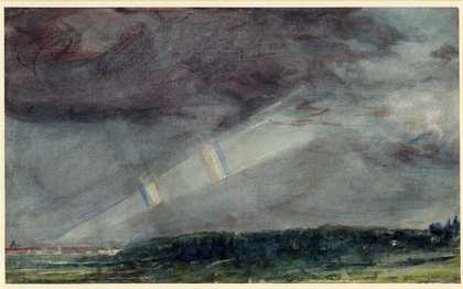 John Constable London, from Hampstead Heath in a Storm; with Double Rainbow Seen beneath Purple Masses of Cloud 1831
