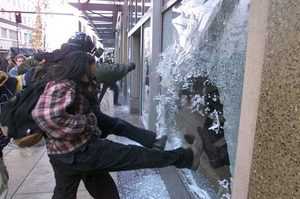 'WTO protesters kick out windows on Pine Street downtown', Seattle Times, 29 November 2009