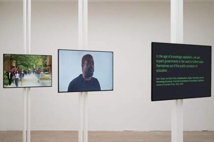 Fig.12 Antoni Muntadas, Installation view of the exhibition Activating Artifacts: About Academia, De Appel, Amsterdam, 2017