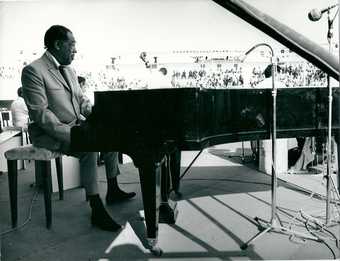 Fig.2 Jazz musician Duke Ellington performing on stage at the national stadium in Dakar as part of the First World Festival of Negro Arts, 1966