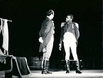 Fig.3 Performance of Aimé Césaire’s play La Tragédie du roi Christophe at the Sorano Theatre, Dakar, 1966, as part of the First World Festival of Negro Arts