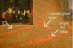 A diagram showing a layer of crazed glaze on the painting