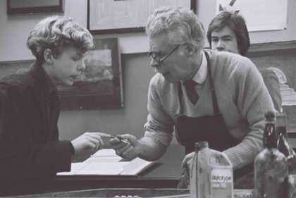 Darcy Lange, Studies of Teaching in Four Oxfordshire Schools (Charles Mussett, Art Teacher, Radley College, Class Study) 1977, photographic still.