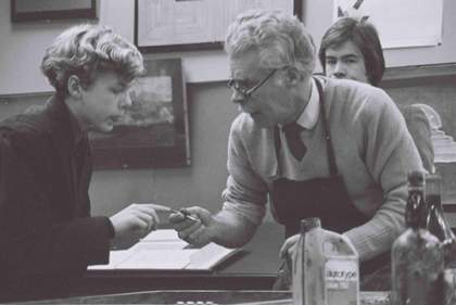 Darcy Lange, Studies of Teaching in Four Oxfordshire Schools (Charles Mussett, Art Teacher, Radley College, Class Study) 1977, photographic still.