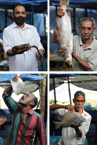 Four photographs of fishermen