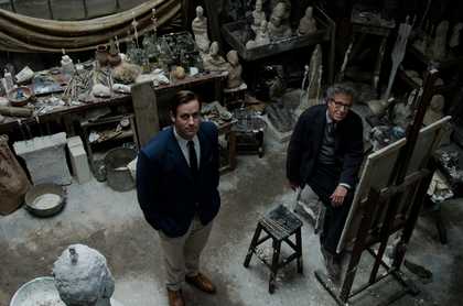 Two men in Giacometti's studio in the film Final Portrait
