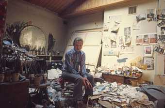 Francis Bacon in his studio in London in 1974