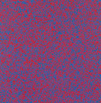 Random Distribution of 40000 François Morellet Squares using the Odd and Even Numbers of a Telephone Directory 1960 painting of red and blue squares