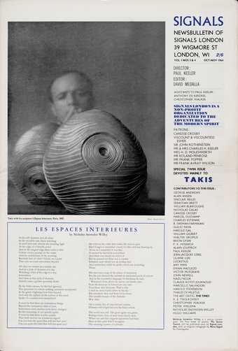 Front cover of Signals: Newsbulletin of the Centre of Advanced Creative Study Vol 1, Nos. 3 and 4, October–November 1964