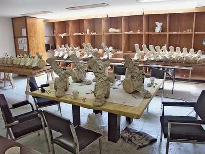 Gabriel Orozco First graphite drawings on the whale spine in the workshop at Buenavista Station Mexico City 2006
