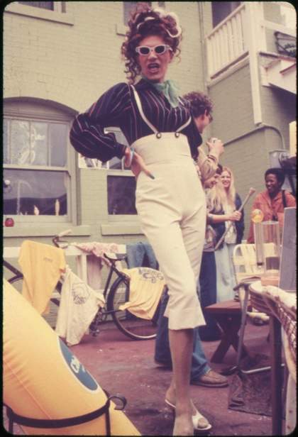 ​Bruce and Norman Yonemoto, Garage Sale 1980, slide. Courtesy Bruce Yonemoto