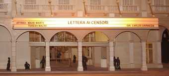 Readagraph above the main entrance of the model in Letter to the Censors