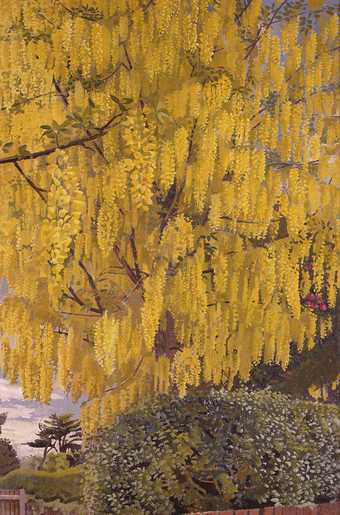 Painting of a yellow laburnum tree