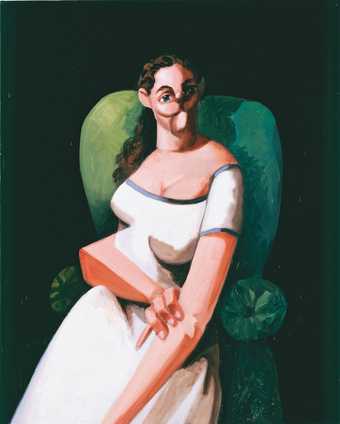 George Condo, Seated Girl in a Green Chair, 2007, oil paint on canvas, 109.2 x 97.8 cm - (c) ARS, NY and DACS, London 2018, courtesy the artist