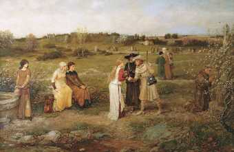 George Henry Boughton, Godspeed! Pilgrims Setting Out for Canterbury, 1874, oil paint on canvas, 122 x 184 cm