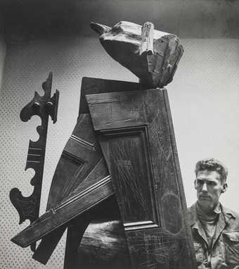 George Fullard and his sculpture Woman with Flowers 1959–60, photographed by Frank Monaco
